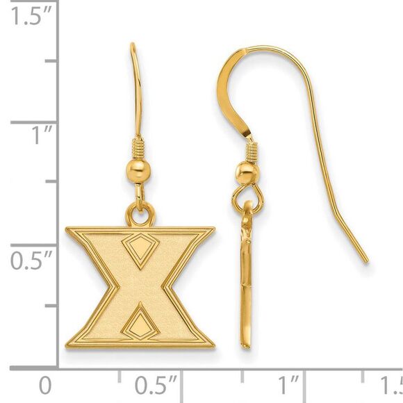 14k Gold Plated Silver Xavier University Small Dangle Earrings - Picture 2 of 3